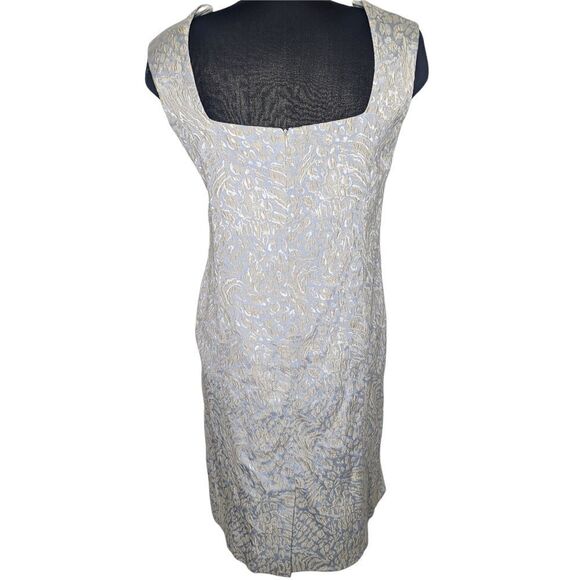 Craig Müller Shift Dress 6 Blue White Cheetah/ Leopard Print Knee Length - Picture 2 of 4